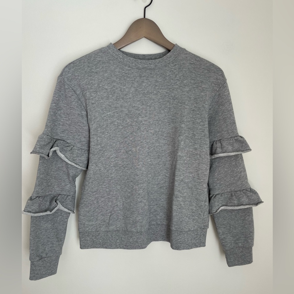 Who What Wear crew neck sweater with ruffled sleeves, size XS